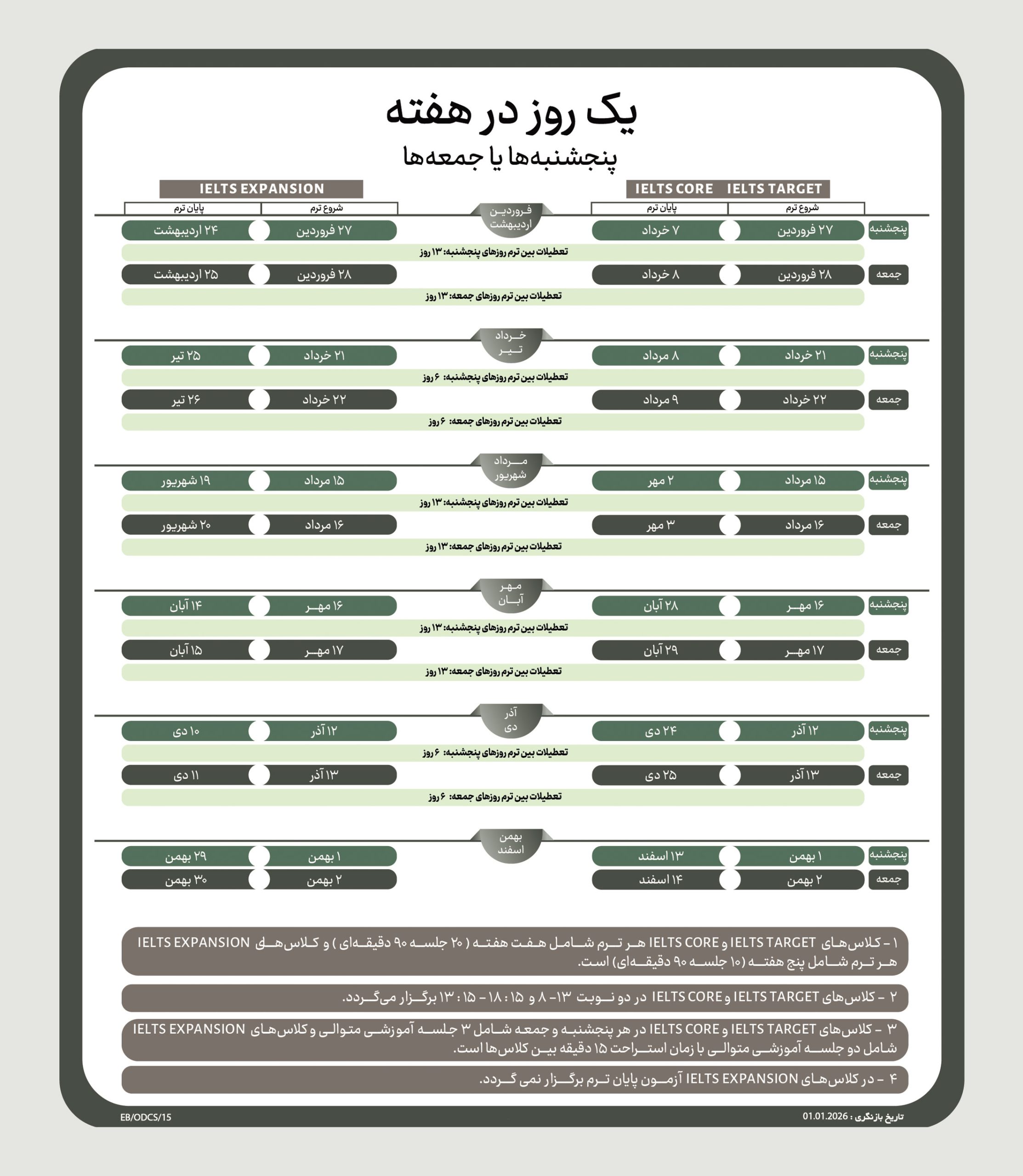 ielts-1 rooz dar hafte